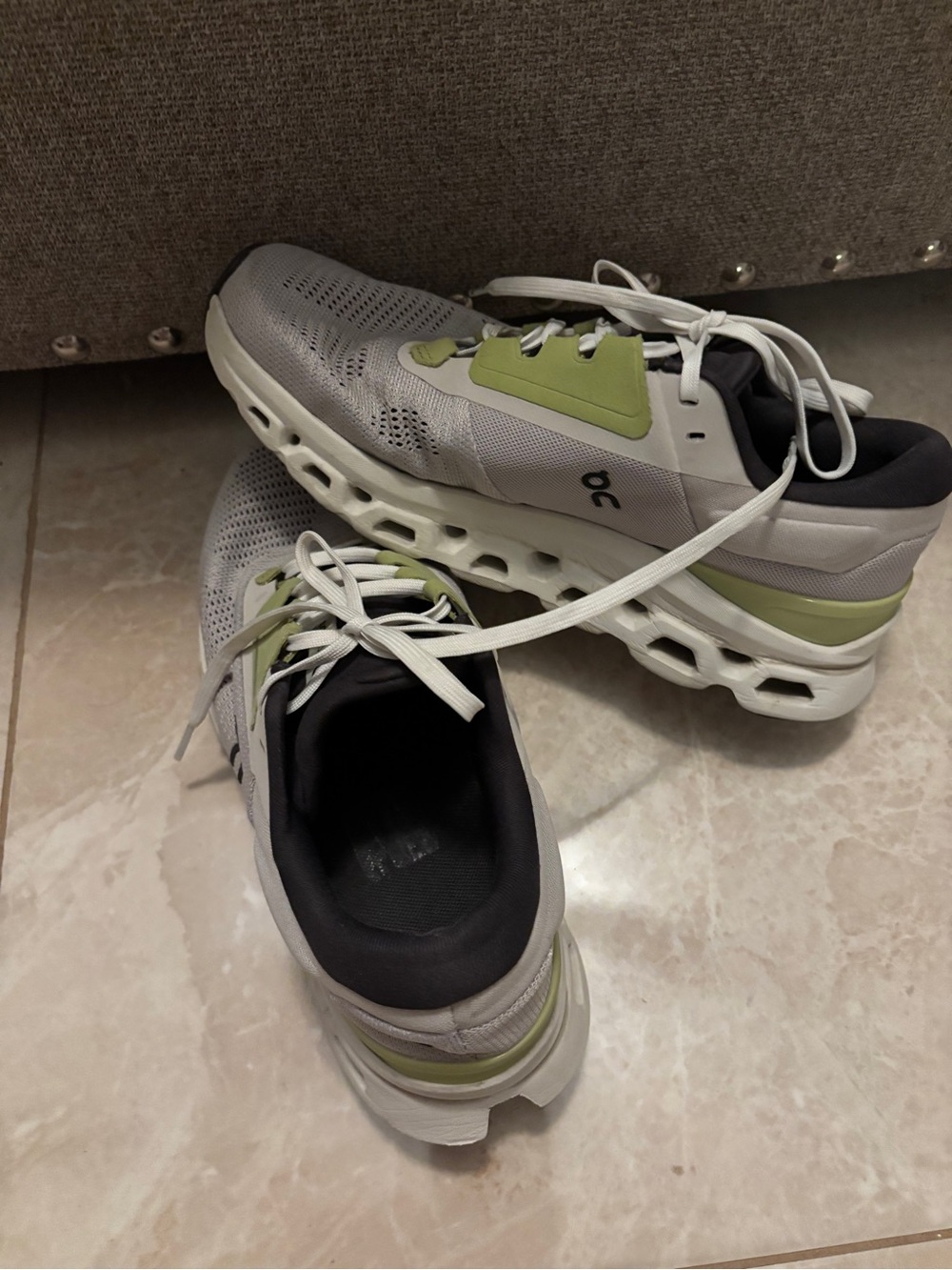 On Cloud On Running women Athletic Shoes in Light Gray and Green Accent